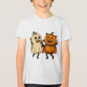 Dancing Pumpkins in Halloween Costumes – Funny Gho Tri-Blend Shirt