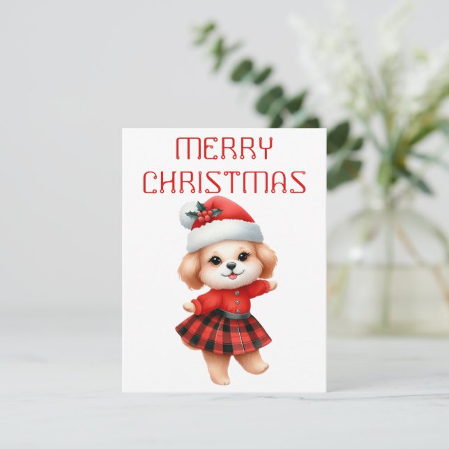 Dancing Puppy - Christmas Card (Standing Front)