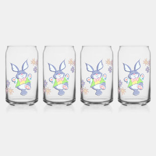 Dancing Purple Easter Bunny Can Glass