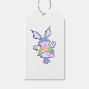 Dancing Purple Easter Bunny Gift Tags