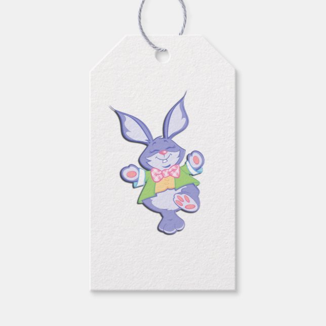 Dancing Purple Easter Bunny Gift Tags (Front)