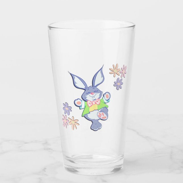 Dancing Purple Easter Bunny Glass (Front)