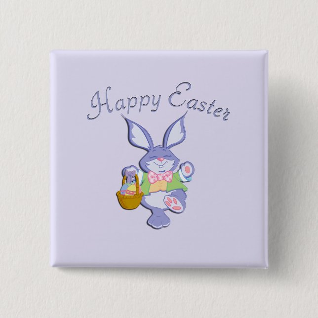 Dancing Purple Easter Bunny Lavender 15 Cm Square Badge (Front)