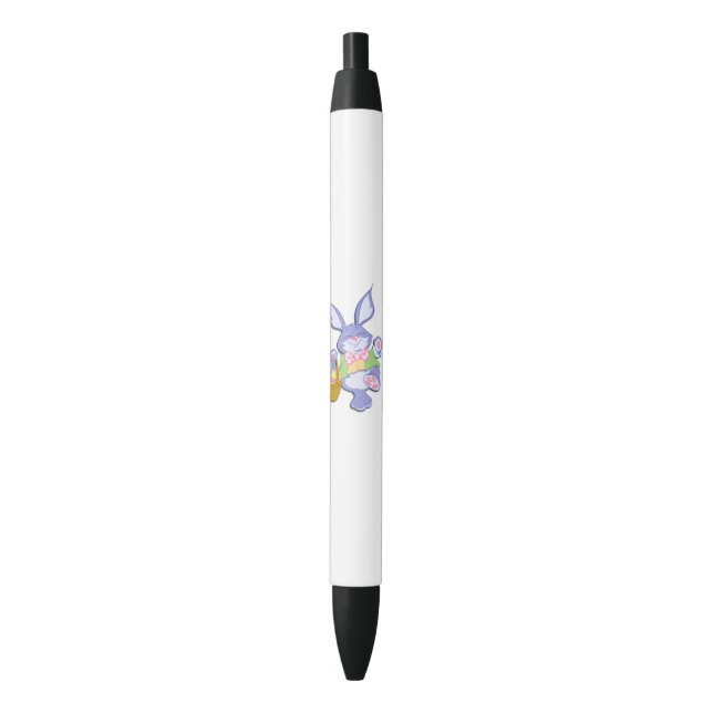 Dancing Purple Easter Bunny Lavender Black Ink Pen (Front Vertical)