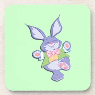 Dancing Purple Easter Bunny Mint Coaster