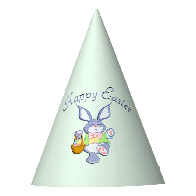 Dancing Purple Easter Bunny Mint Green Party Hat (Front)