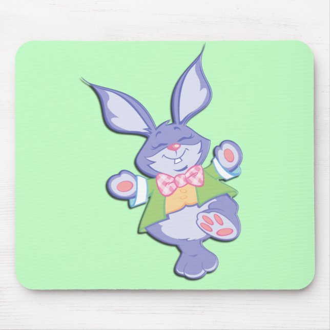 Dancing Purple Easter Bunny Mint Mouse Mat (Front)