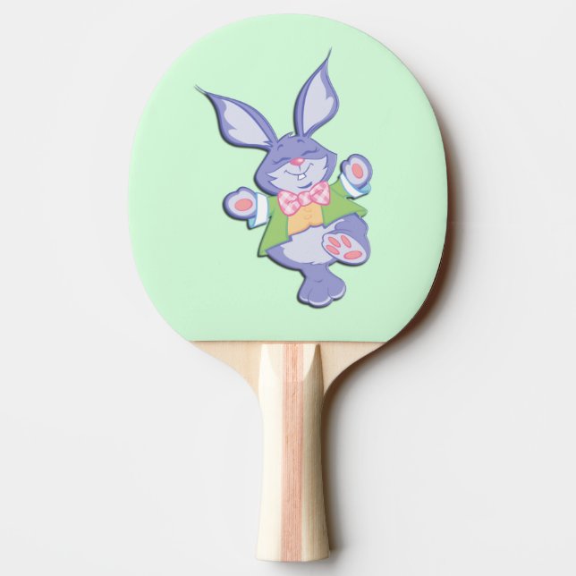 Dancing Purple Easter Bunny Mint Ping Pong Paddle (Back)