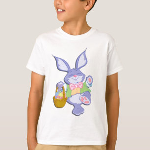Dancing Purple Easter Bunny Personalised Back T-Shirt