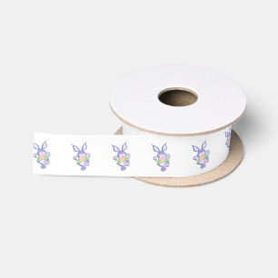 Dancing Purple Easter Bunny Satin Ribbon