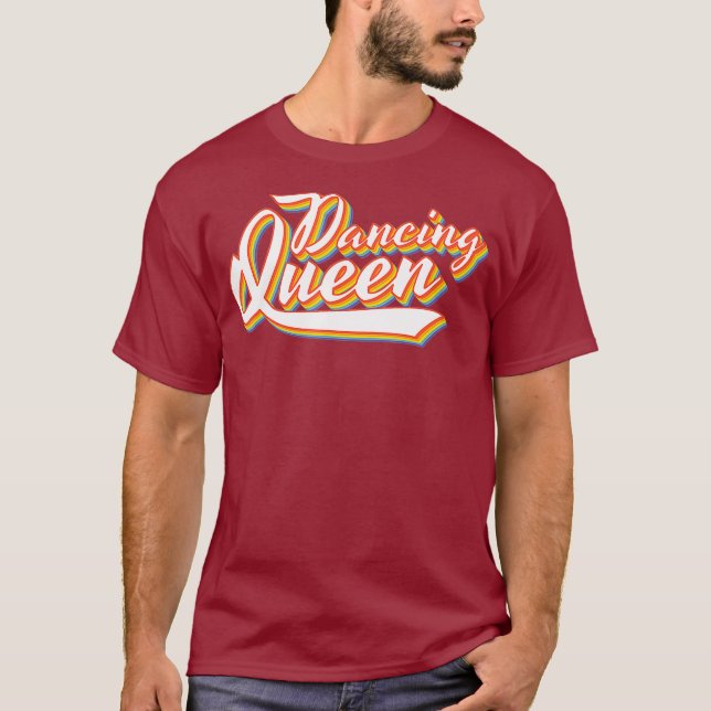 Dancing Queen 70s Disco Retro Script T-Shirt (Front)