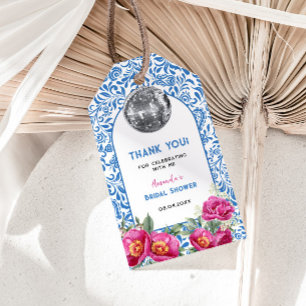 Dancing Queen Blue Tiles Disco Bridal Shower Gift Tags