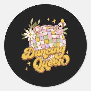 Dancing Queen Boho Disco Flower 70s 80s Women  Classic Round Sticker