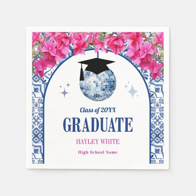 Dancing Queen Disco Ball Graduation Party Napkin (Front)