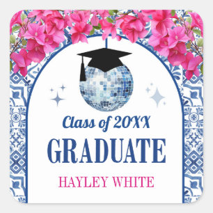 Dancing Queen Disco Ball Graduation Party Square Sticker