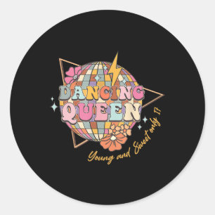 Dancing Queen Foral 17th Birthday Disco Ball  Classic Round Sticker