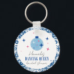 Dancing Queen greek Musical disco bridal shower Key Ring<br><div class="desc">Mediterranean Greek musical bougainvillea-inspired Dancing Queen bridal shower keychain party favour.</div>