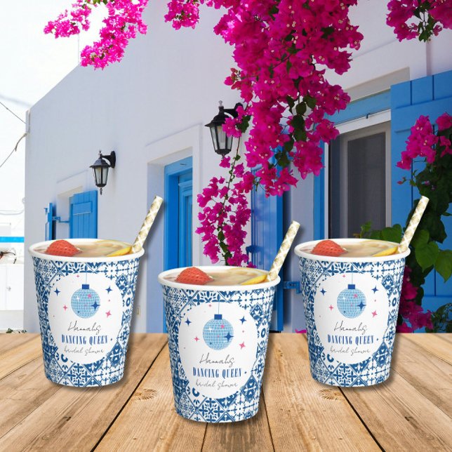 Dancing Queen greek Musical disco bridal shower Paper Cups (Creator Uploaded)