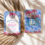 Dancing Queen Mediterranean Birthday Invitation<br><div class="desc">Santorini Musical Bougainvillea Dancing Queen Mediterranean Birthday Celebrate in disco style with this Mediterranean Dancing Queen Birthday Invitation, perfect for any party inspired by sunshine, sparkle, and Disco vibes! Featuring retro typography, pastel tones, and Mamma Mia Mediterranean flair, this invitation is ideal for a 16th birthday party, disco theme celebration,...</div>