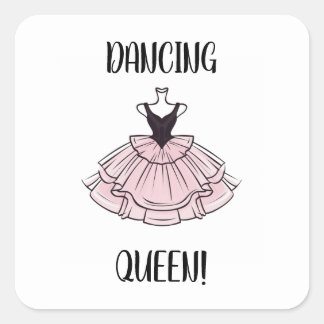 Dancing Queen Pink and Black Ballet Dance Dress Square Sticker