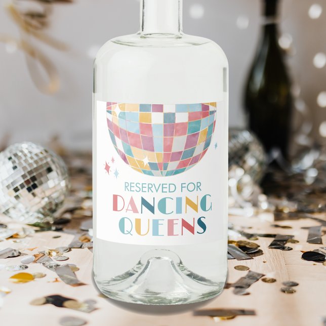 Dancing Queen Retro Disco Ball  Liquor Bottle Label (Creator Uploaded)