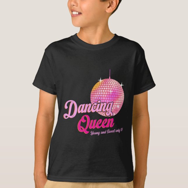 Dancing Queen Tee 17 Birthday Vintage Dancing Disc (Front)