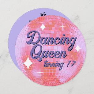 Dancing Queen Turning 17 Disco Ball Invitation