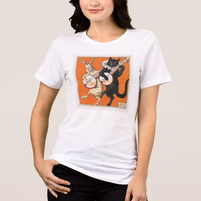 Dancing Rabbit and Cat Tri-Blend Shirt (Front)
