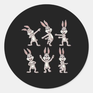 Dancing Rabbits Easter Dance Challenge Boys Girls Classic Round Sticker
