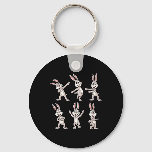 Dancing Rabbits Easter Dance Challenge Boys Girls  Key Ring (Front)