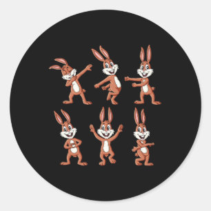 Dancing Rabbits Easter Day Dance Challenge Boys Gi Classic Round Sticker