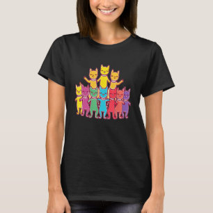 Dancing Rainbow Cats Funny Summer Festival Rave T-Shirt
