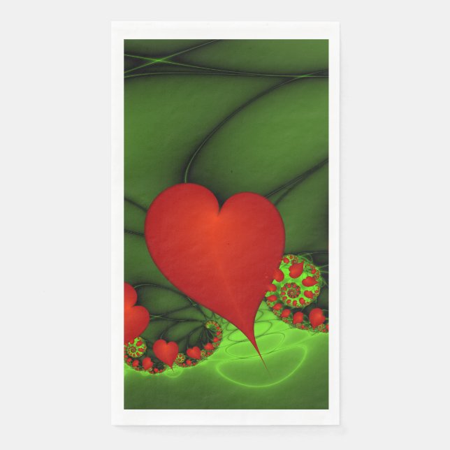Dancing Red Hearts Modern Abstract Fractal Art Napkin (Front)