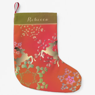 Dancing Reindeer and Snowflakes Small Christmas Stocking