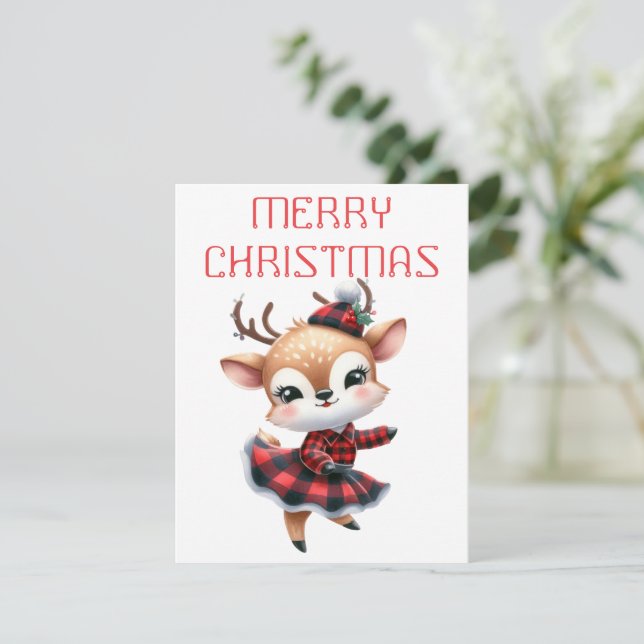 Dancing Reindeer Calf - Christmas Card (Standing Front)