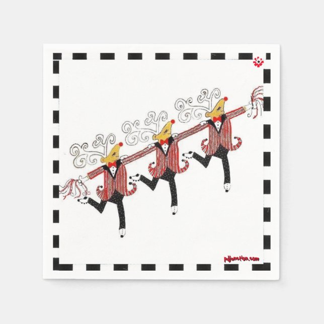 Dancing Reindeer Cocktail Napkins (Front)