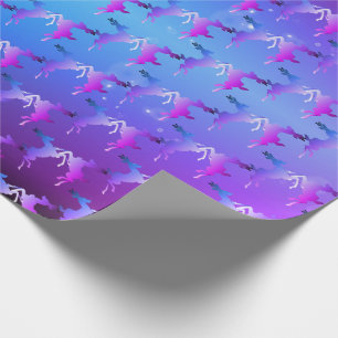Dancing Reindeer Purple Gradient Wrapping Paper