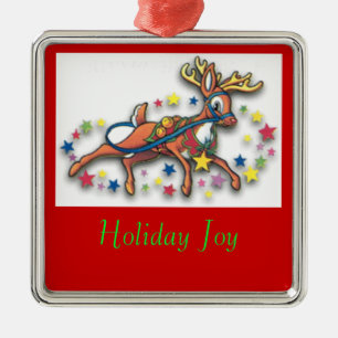 Dancing Reindeer red Christmas Ornament