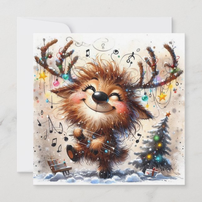 dancing reindeer wall Greeting Card (Front)