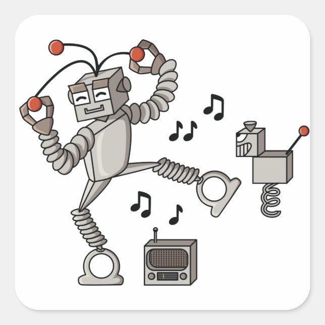 Dancing robot square sticker (Front)