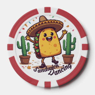 Dancing Sandwich Fiesta Poker Chips