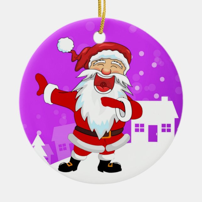 Dancing Santa Ceramic Tree Decoration (Front)