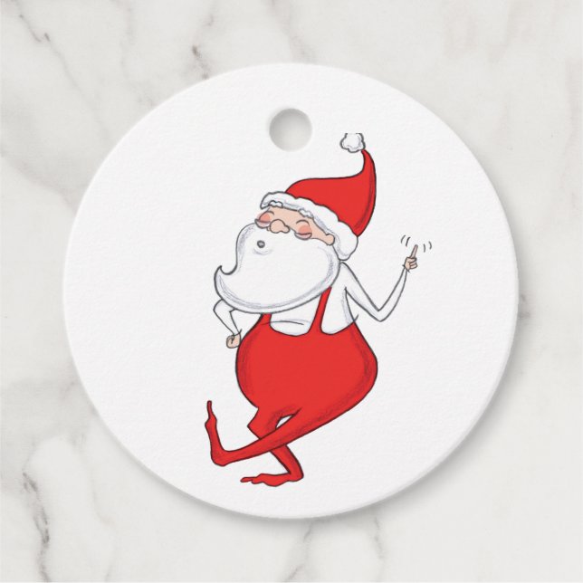 Dancing Santa Claus Christmas Gift Tag (Front)