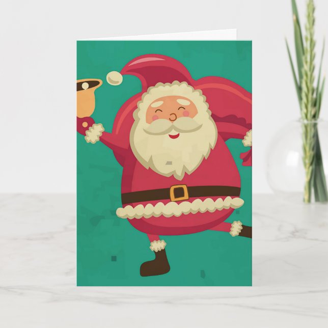 Dancing Santa Greeting Card (Front)