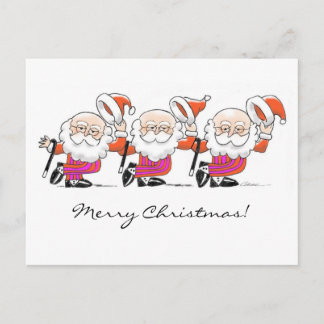 Dancing Santas postcard