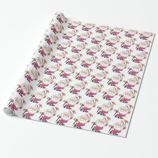 Dancing Santas Wrapping Paper (Unrolled)
