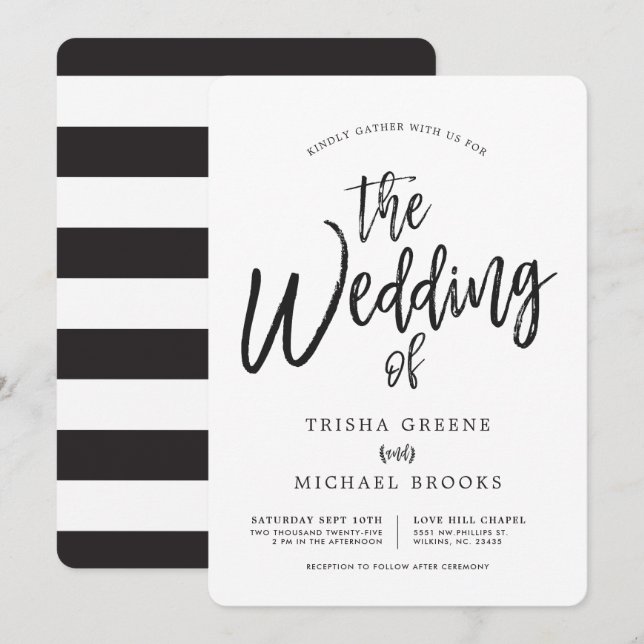 Dancing Script Minimalist Wedding Invitation (Front/Back)
