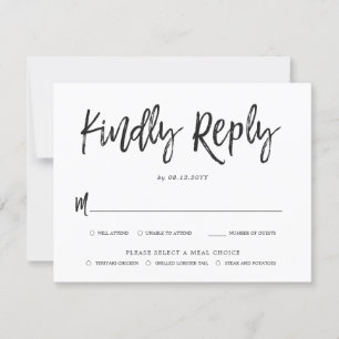 Dancing Script Wedding Reply Card Meal Choice