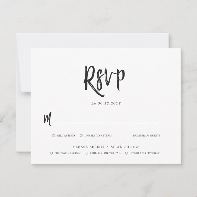 Dancing Script Wedding RSVP Meal Choice (Front)