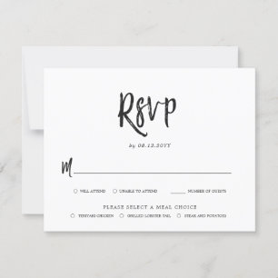 Dancing Script Wedding RSVP Meal Choice